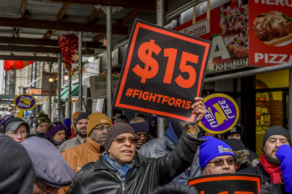 Demonstration für 15 Dollar Mindestlohn in New York