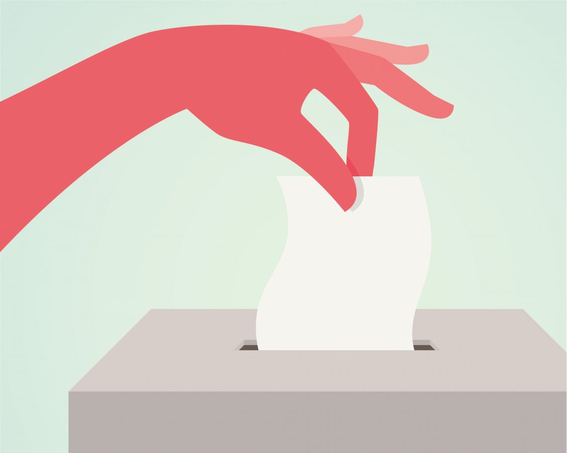 Illustration vom Einwurf eines Stimmzettels