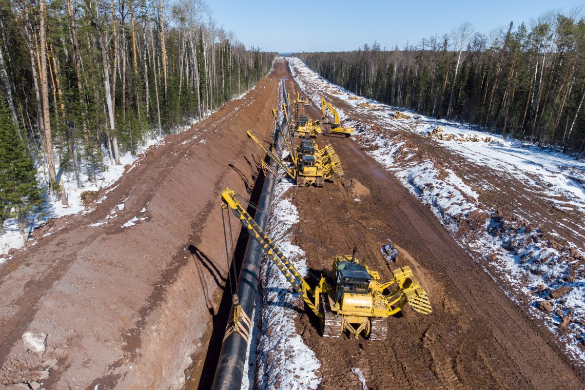 Bauarbeiten an der Power of Siberia Pipeline