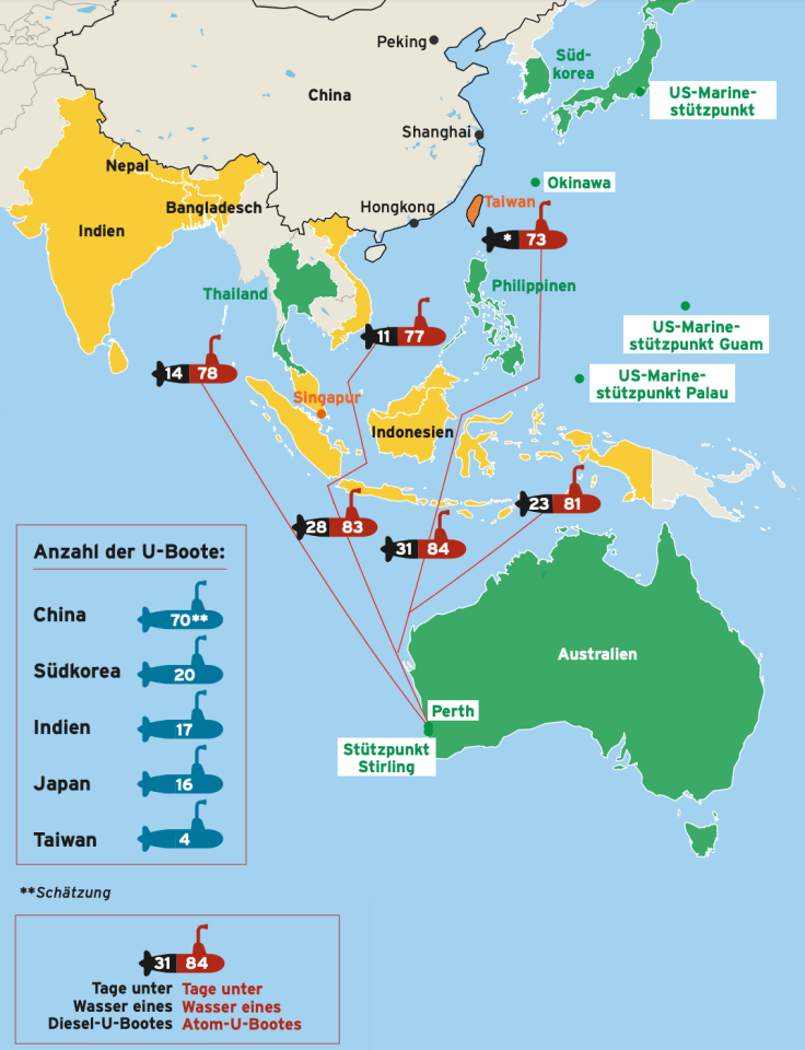 Karte der Region China, Indien, Australien