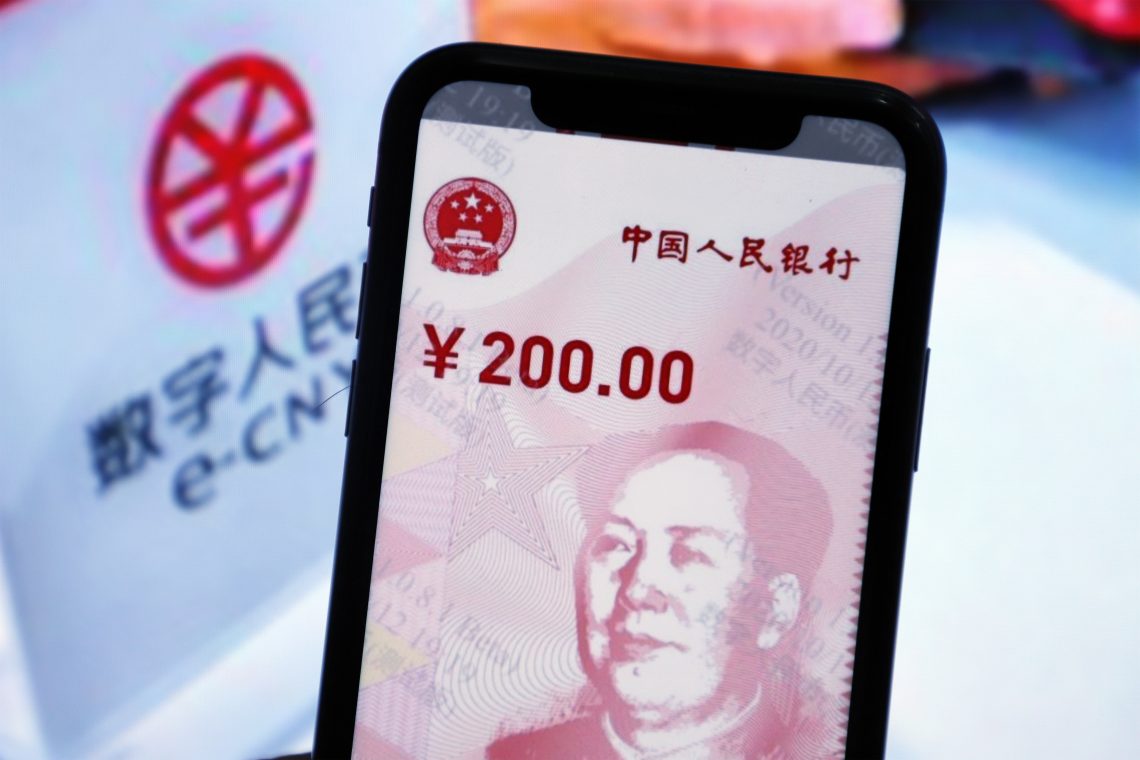 Handybildschirm mit digitalem Yuan