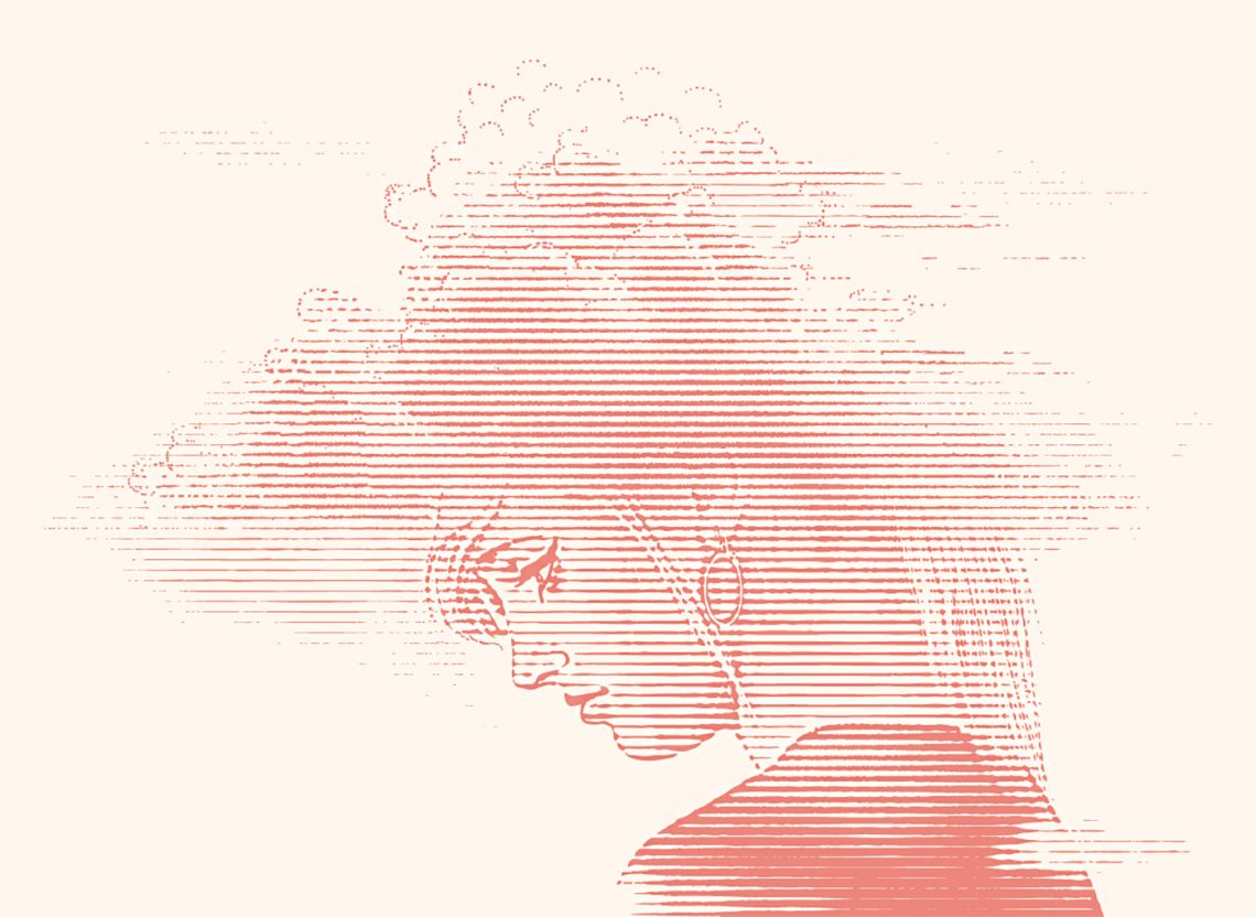 Illustration einer Frau im Gedankenchaos