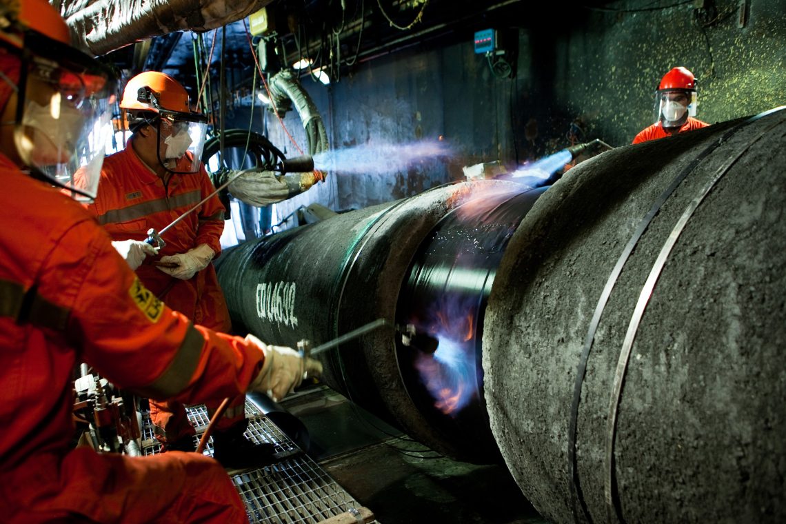 Arbeiter bei der Verlegung von Nord Stream 1