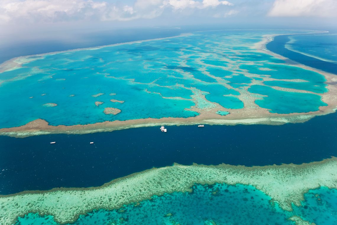 Luftaufnahme des Great Barrier Reef vor Australien