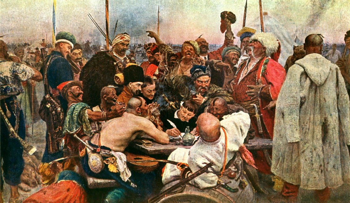 Saporoger Kosaken schreiben Brief an den türkischen Sultan, Gemälde von Ilja Repin