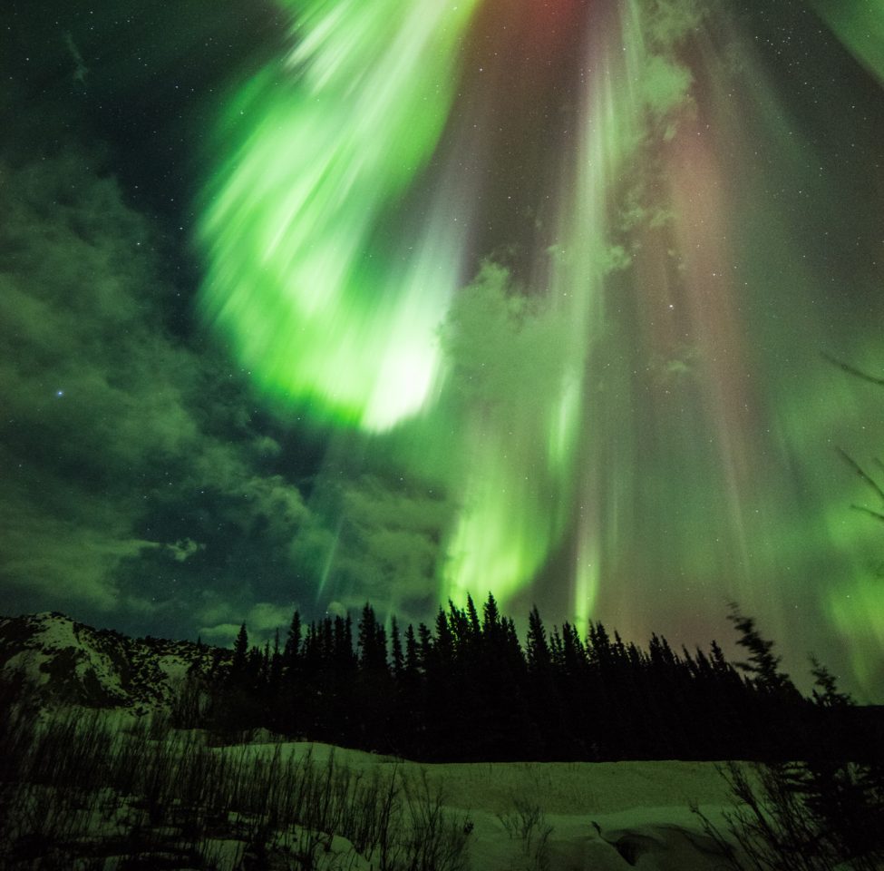 Foto einer Aurora über Alaska.