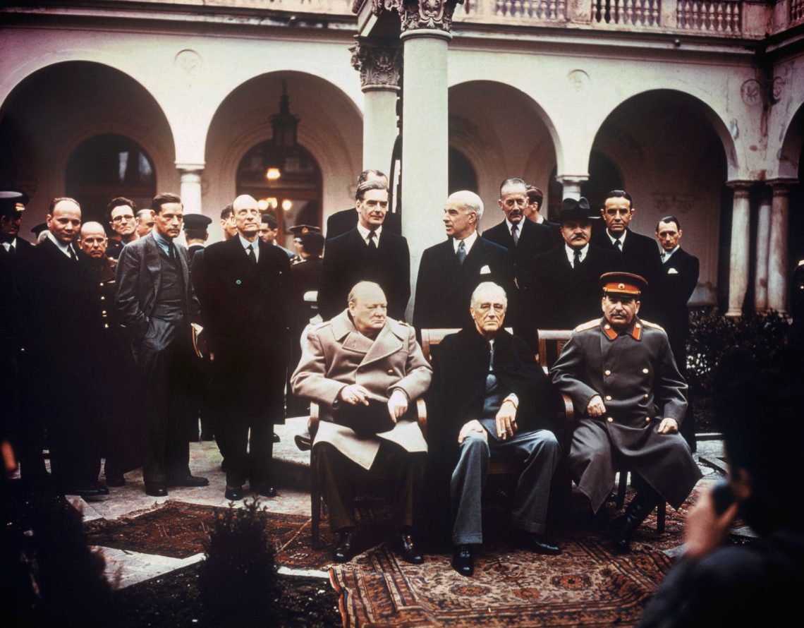 Churchill, Roosevelt und Stalin bei der Konferenz von Jalta 1945