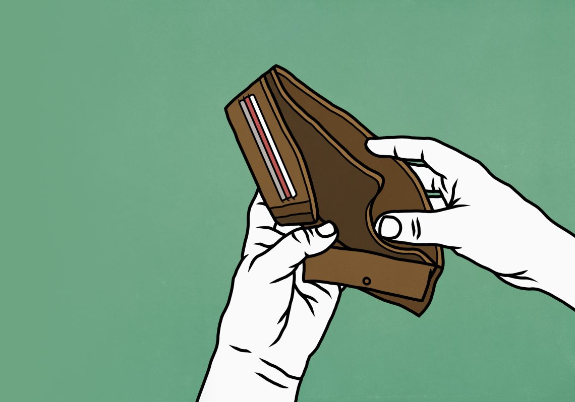 Illustration eines leeren Geldbeutels