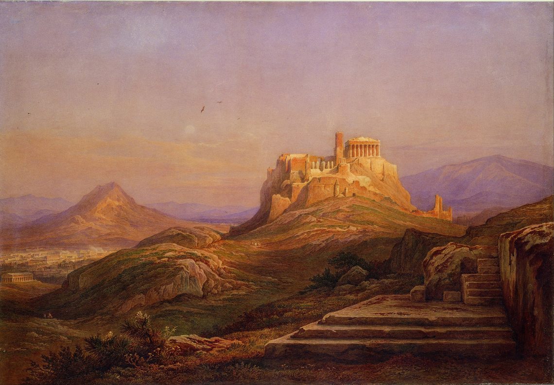 Blick auf die Akropolis vom Pnyx-Hügel, Gemälde von Rudolf Müller (1863)