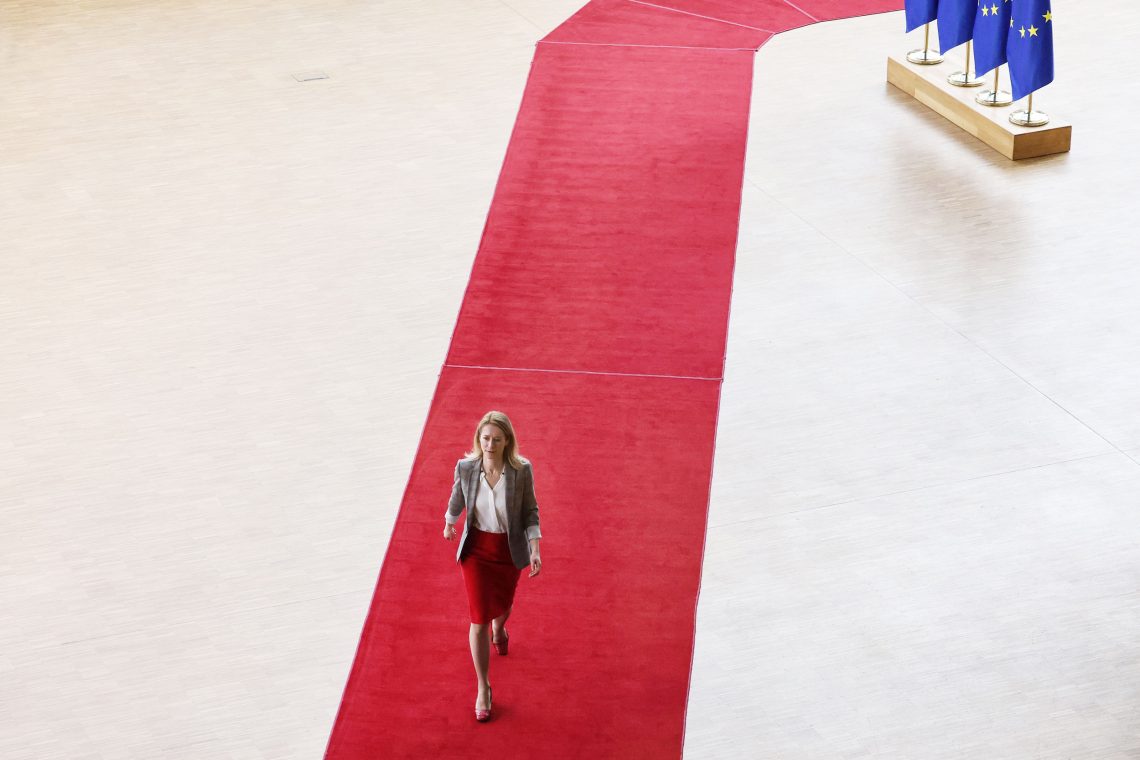 Brüssel, März 2023: Kaja Kallas, Estlands Premierministerin, bei ihrer Ankunft beim Gipfeltreffen der Staats- und Regierungschefs der EU