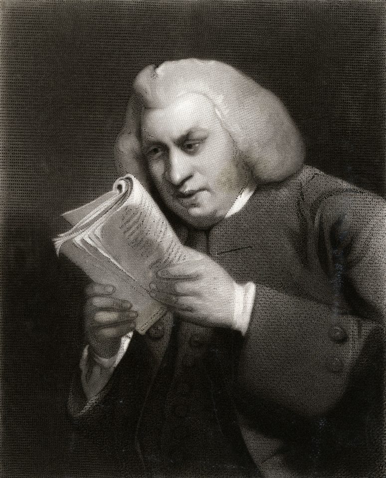 Der lesende Samuel Johnson, Gemälde von Joshua Reynolds, 1775