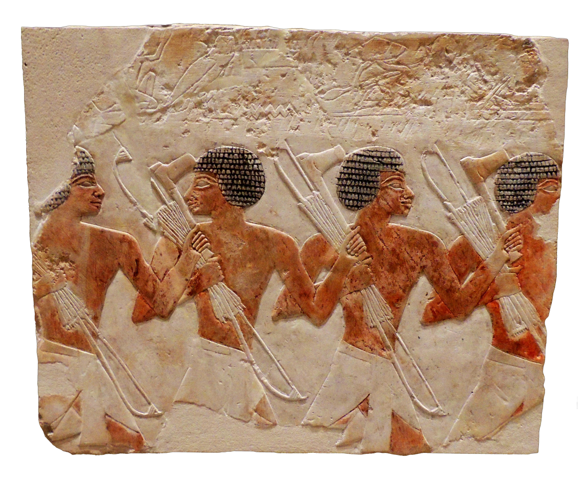 Nubische Söldner auf einem ägyptischen Relief von ca. 1470 v. Chr.