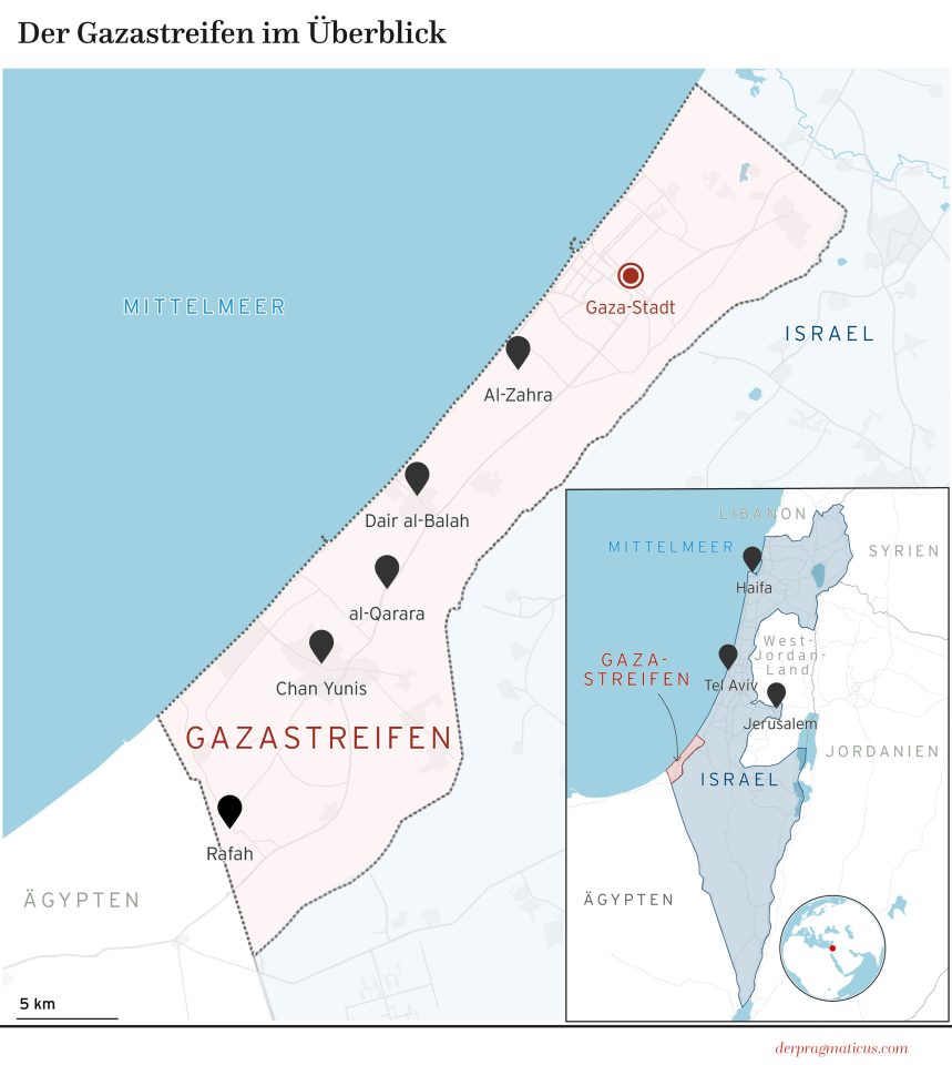 Die Grafik zeigt den Gazastreifen im Überblick.