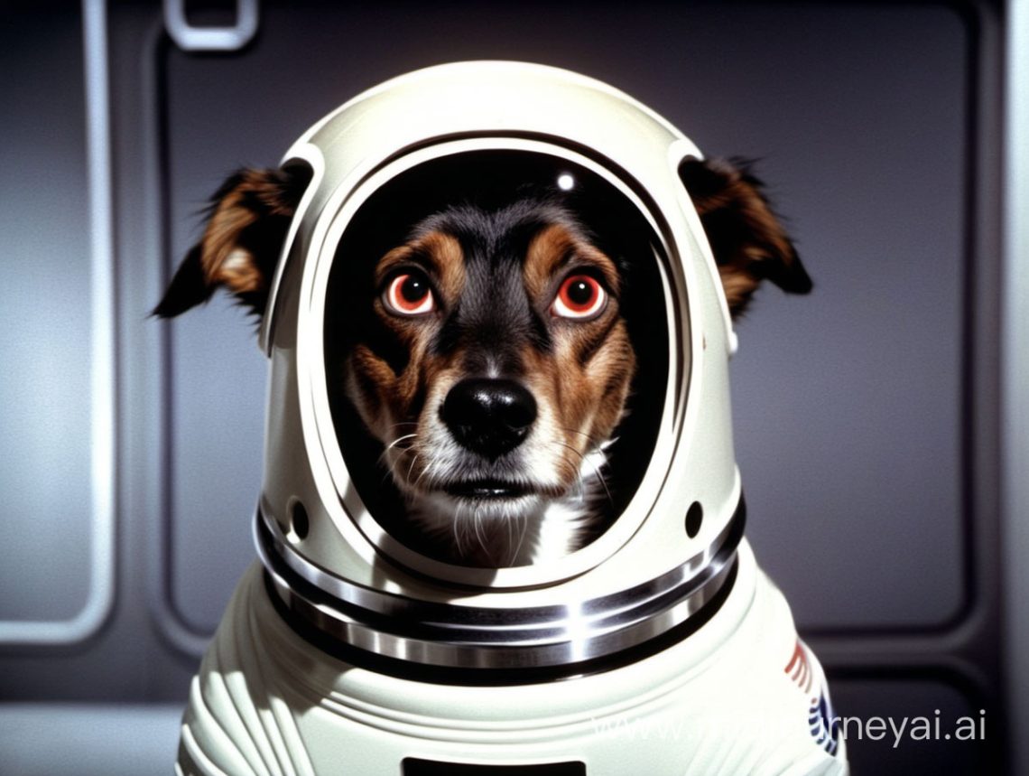 Ein von einer AI generiertes Bild von einem Hund in einem Raumanzug. Das Bild ist Teil eines Beitrags über die Gefahren von Künstlicher Intelligenz (KI) bzw. Aritficial Intelligence (AI).
