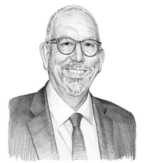 Eine Illustration, die Tim Benton zeigt
