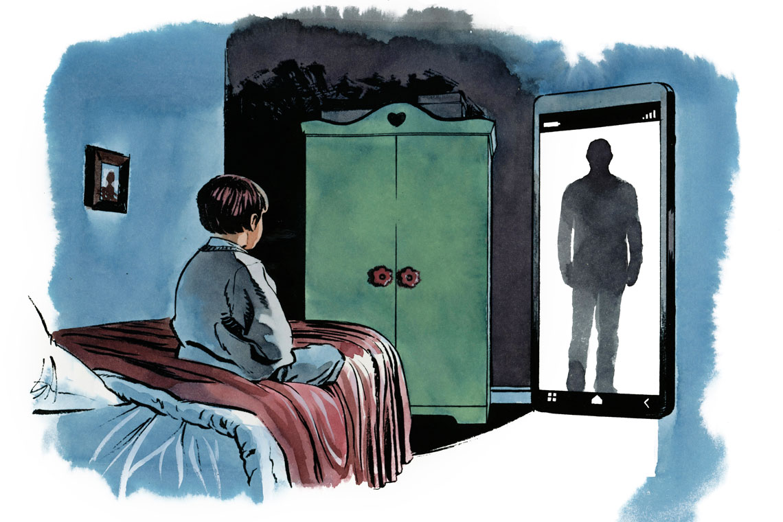 Symbolbild Medienkompetenz: Ein Smartphone, in dem ein Schatten steht.